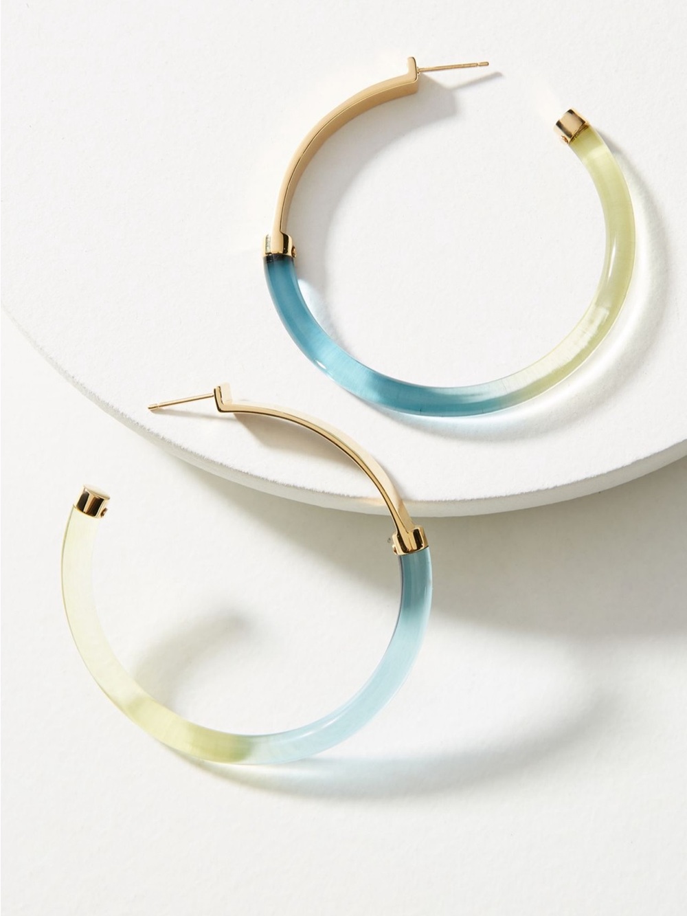 Colette Malouf Gemology Lucite Hoop Earrings 2.5in Gold Plated Anthropologie